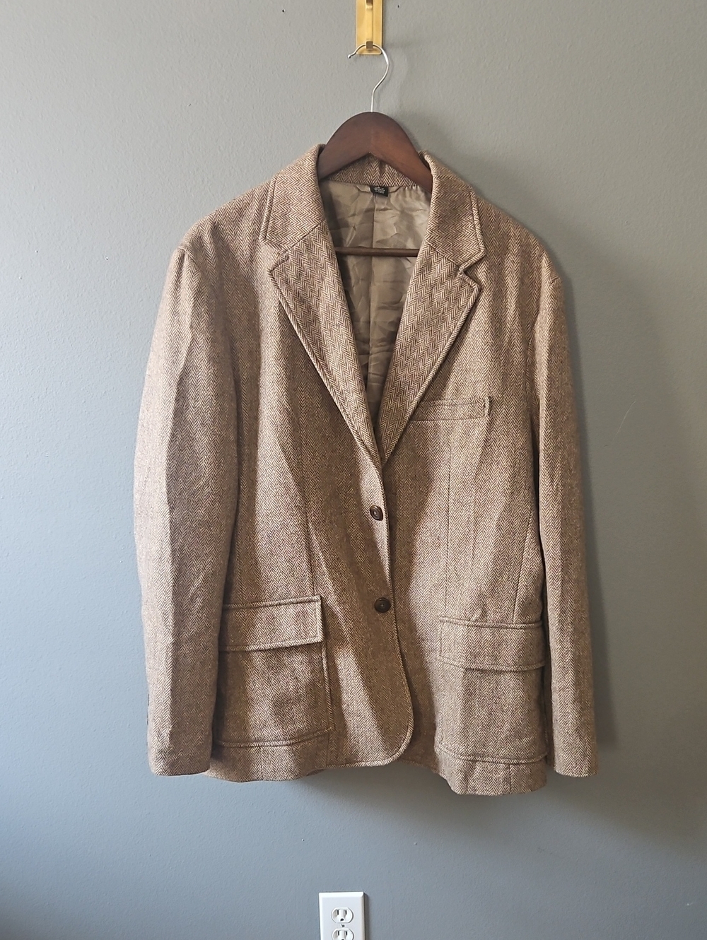 Old Navy Brown Herringbone Pea Coat Blazer